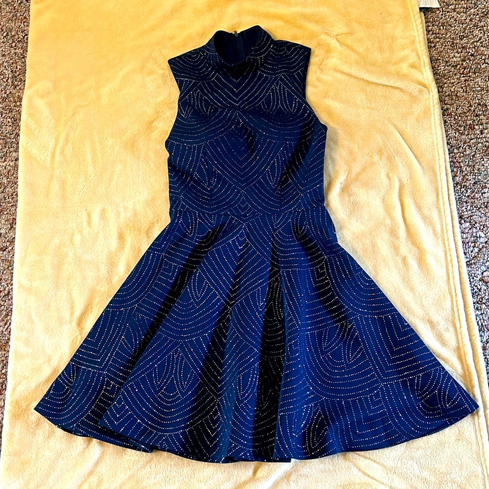 Dark blue formal homecoming sparkly dress